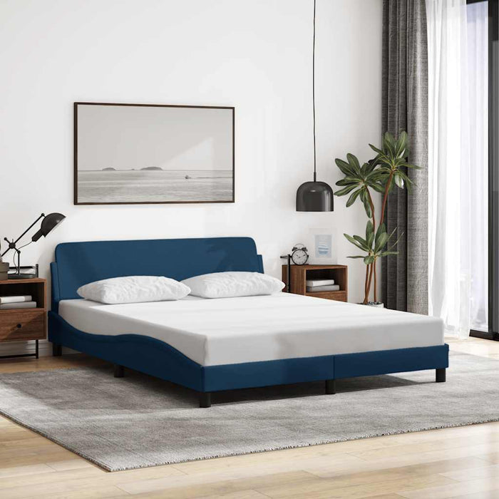Cadru de pat cu tăblie, Dover, albastru, 160x200cm, textil WALTI