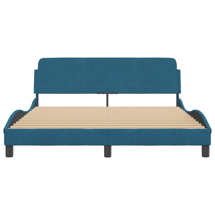 Cadru de pat cu tăblie, albastru, 160x200 cm, catifea - WALTI WALTI