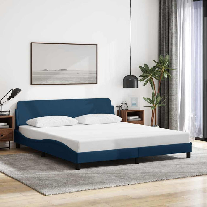 Cadru de pat cu tăblie, Dover, albastru, 180x200cm, textil WALTI