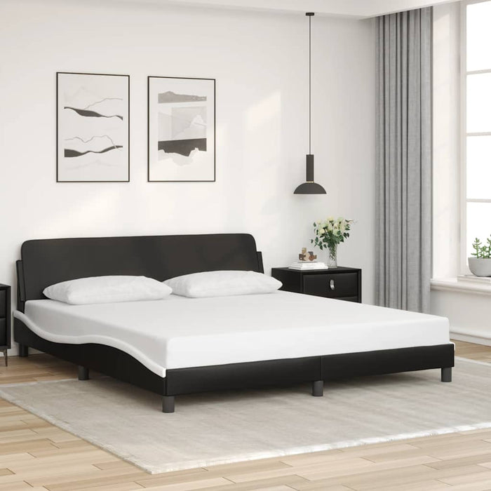 Cadru de pat Dover negru și alb 180x200cm piele artificială WALTI