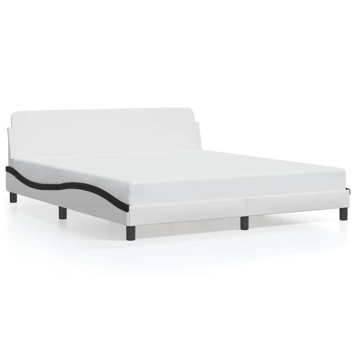 Cadru de pat Dover alb și negru 180x200cm piele artificială WALTI