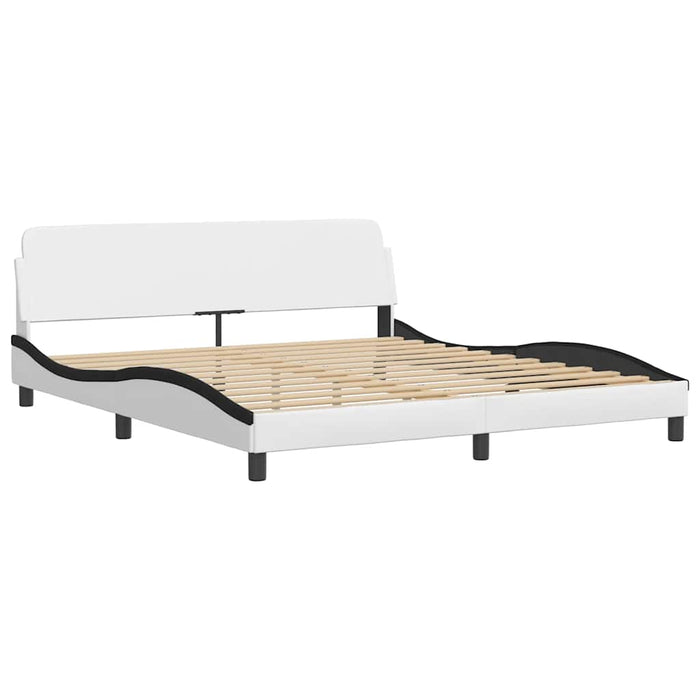 Cadru de pat Dover alb și negru 180x200cm piele artificială WALTI