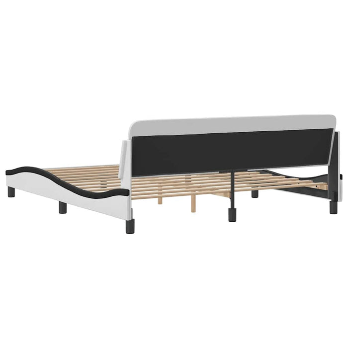 Cadru de pat Dover alb și negru 180x200cm piele artificială WALTI
