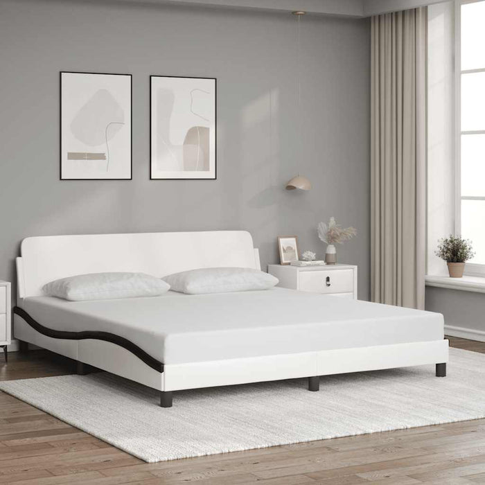 Cadru de pat Dover alb și negru 180x200cm piele artificială WALTI