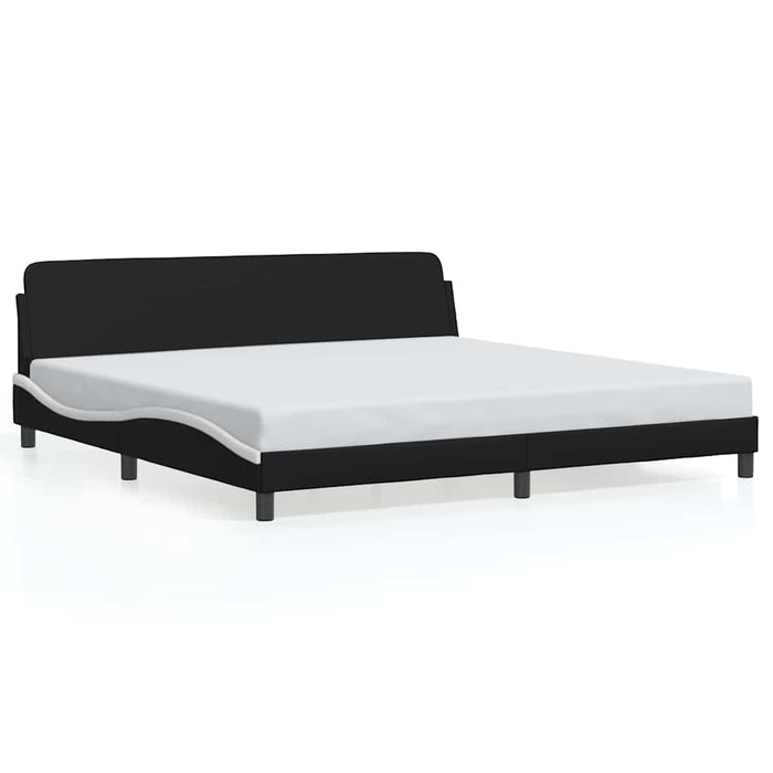 Cadru de pat Dover negru și alb 200x200cm piele artificială WALTI