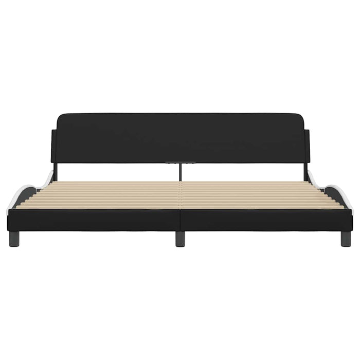 Cadru de pat Dover negru și alb 200x200cm piele artificială WALTI