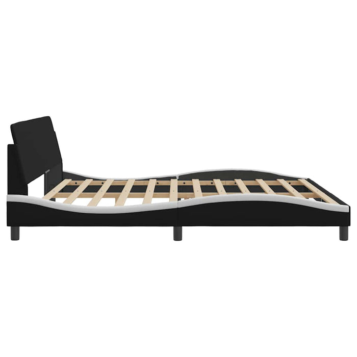 Cadru de pat Dover negru și alb 200x200cm piele artificială WALTI