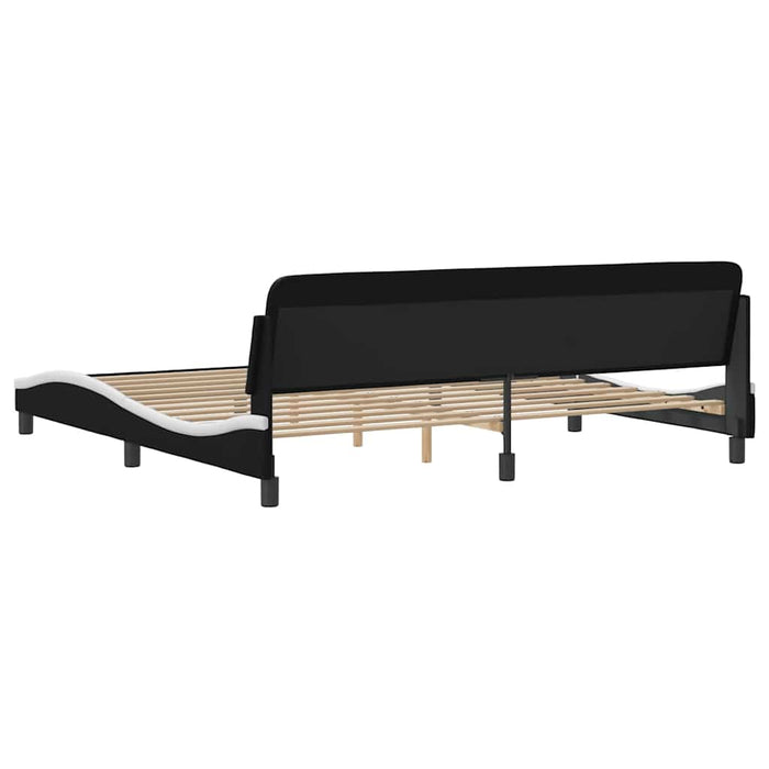 Cadru de pat Dover negru și alb 200x200cm piele artificială WALTI