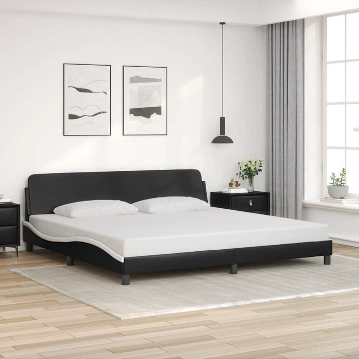 Cadru de pat Dover negru și alb 200x200cm piele artificială WALTI