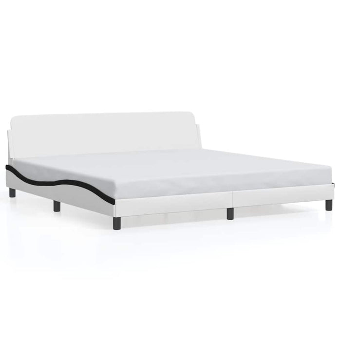 Cadru de pat Dover alb și negru 200x200cm piele artificială WALTI