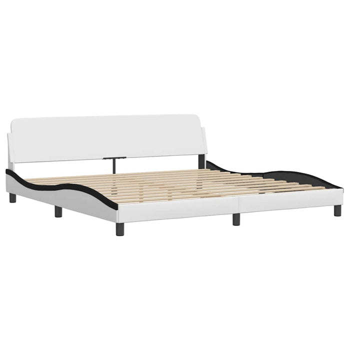 Cadru de pat Dover alb și negru 200x200cm piele artificială WALTI
