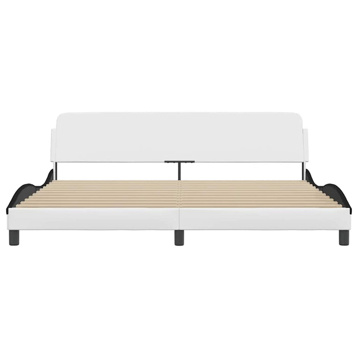 Cadru de pat Dover alb și negru 200x200cm piele artificială WALTI