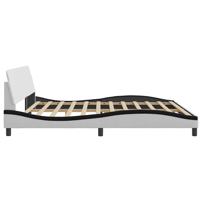 Cadru de pat Dover alb și negru 200x200cm piele artificială WALTI