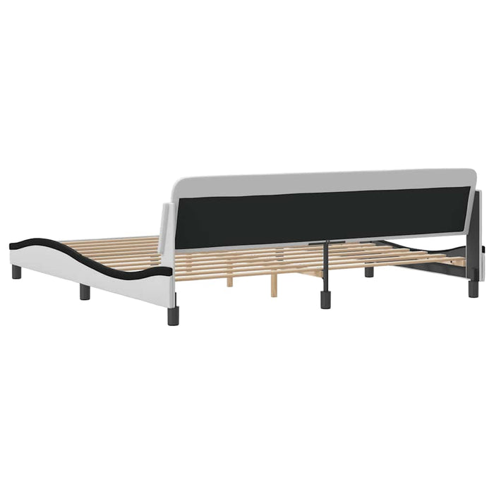 Cadru de pat Dover alb și negru 200x200cm piele artificială WALTI