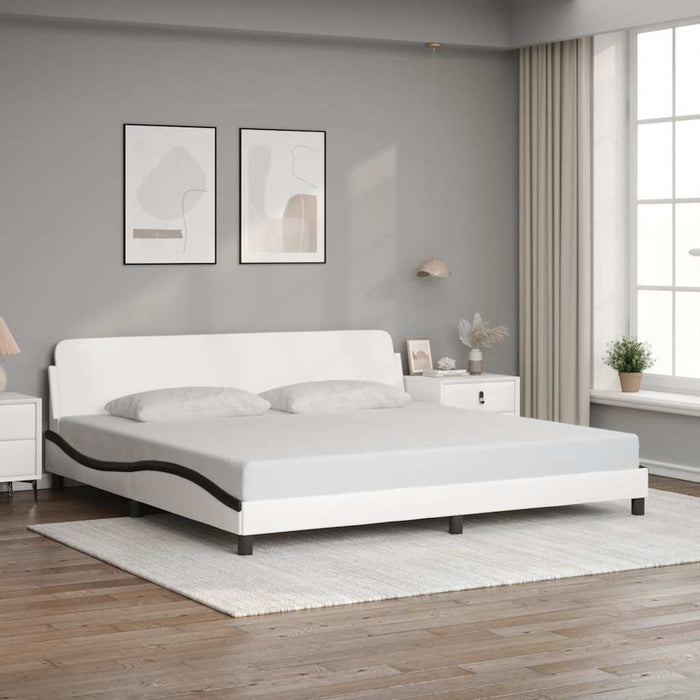Cadru de pat Dover alb și negru 200x200cm piele artificială WALTI