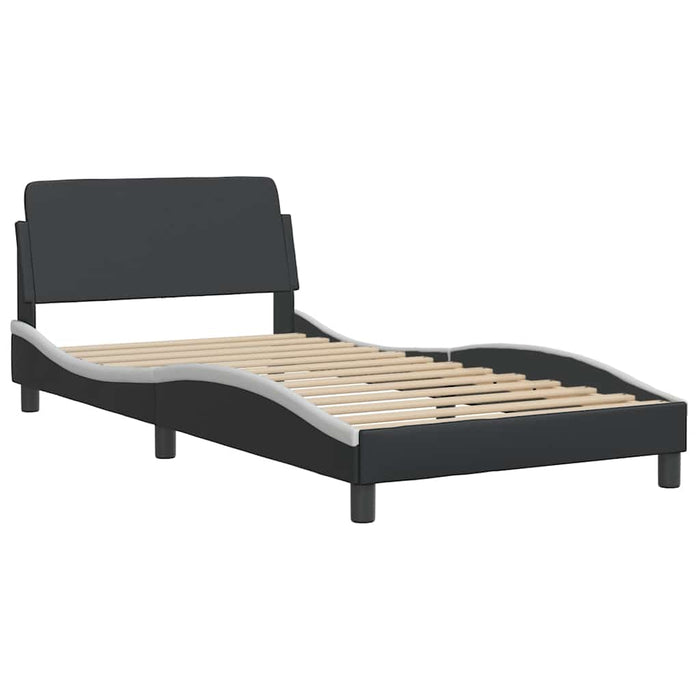Cadru de pat Dover negru și alb 100x190cm piele ecologică - WALTI WALTI