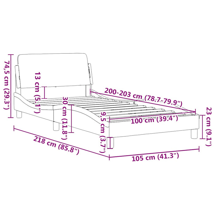 Cadru de pat, Dover, gri deschis, 100x203 cm, catifea WALTI
