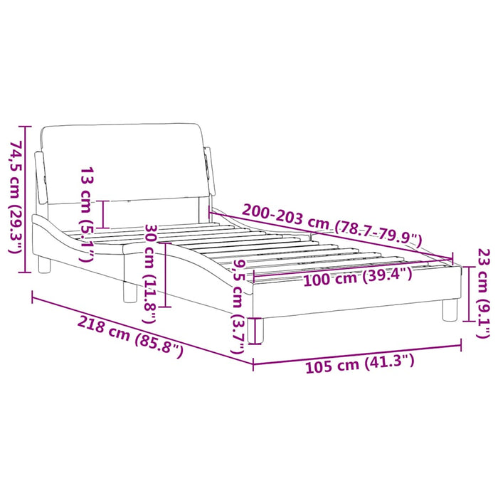 Cadru de pat, Dover, negru, 100x203cm, piele ecologică WALTI