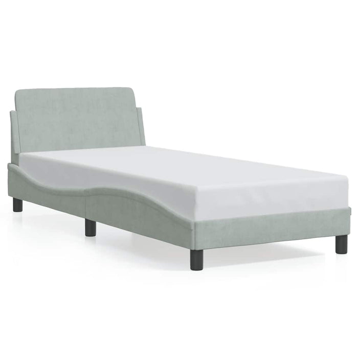 Cadru de pat Dover gri deschis, 90x190 cm, catifea WALTI