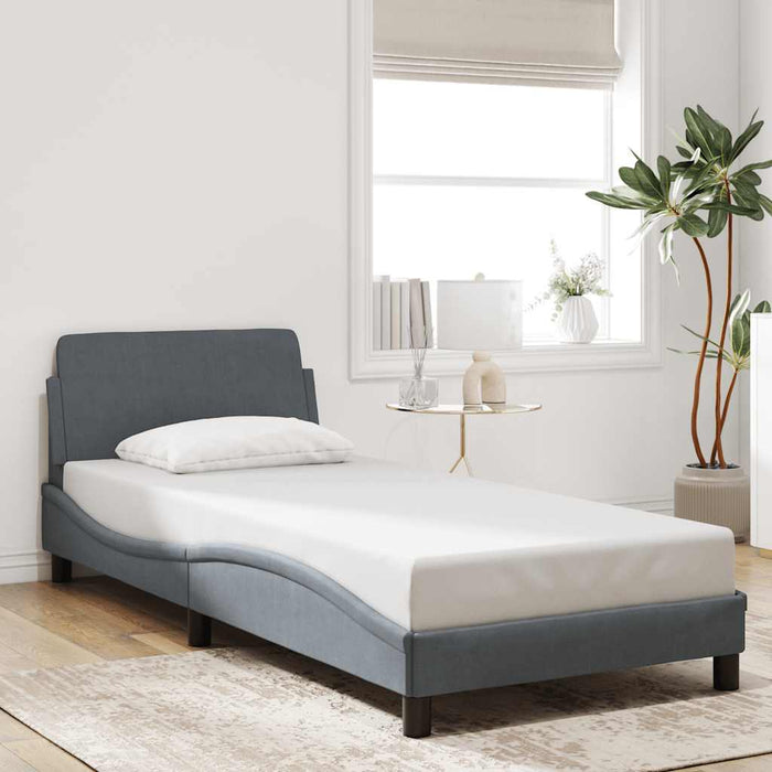 Cadru de pat Dover gri închis 90x190 cm catifea - WALTI WALTI