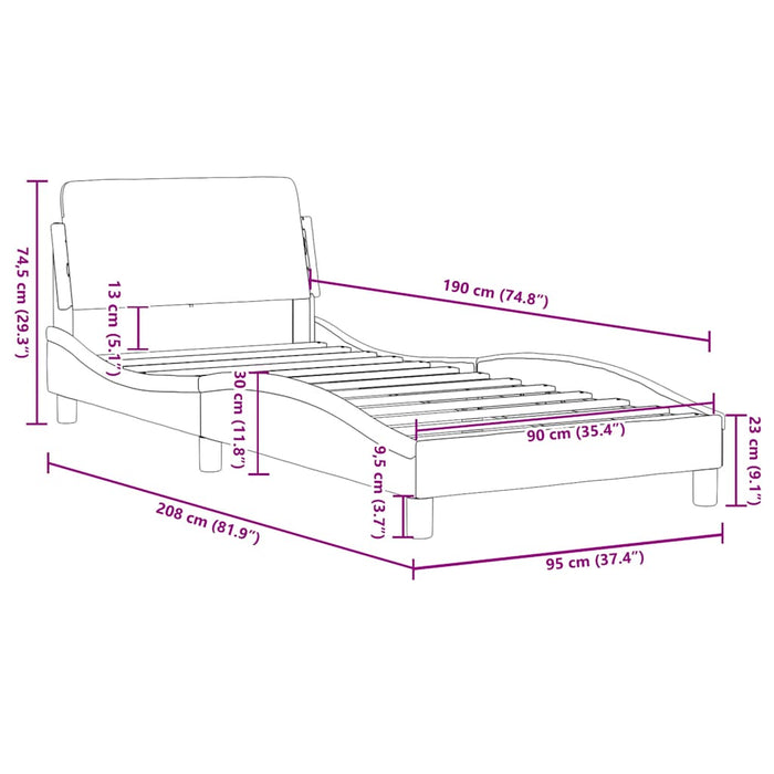 Cadru de pat Dover negru 90x190 cm piele ecologică WALTI