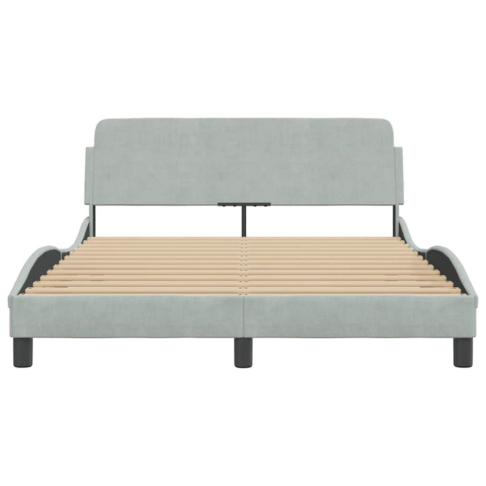 Cadru de pat Dover gri deschis 135x190 cm catifea - WALTI WALTI