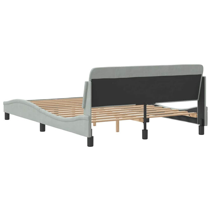 Cadru de pat Dover gri deschis 135x190 cm catifea - WALTI WALTI