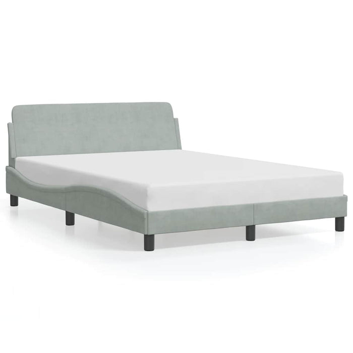 Cadru de pat Dover gri deschis 135x190 cm catifea - WALTI WALTI