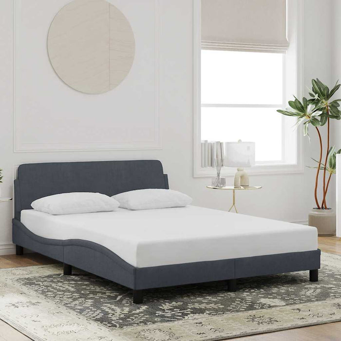 Cadru de pat Dover gri închis 135x190 cm catifea - WALTI WALTI