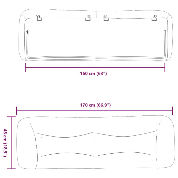Pernă pentru tăblie de pat, albastru, 160 cm, material textil - WALTI WALTI
