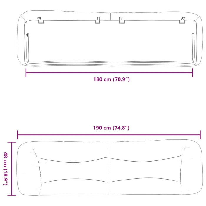 Pernă pentru tăblie de pat, gri taupe, 180 cm, material textil - WALTI WALTI