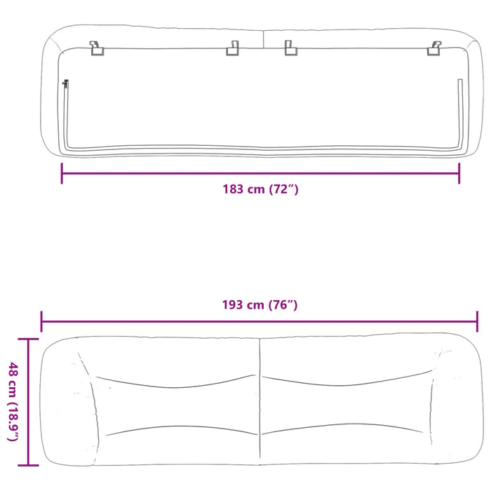 Pernă tăblie de pat, Hvar, gri deschis, 183 cm, material textil - WALTI WALTI