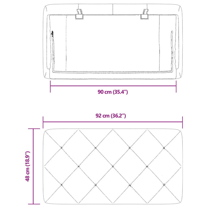 Pernă tăblie de pat, albastru, 90 cm, catifea - WALTI WALTI