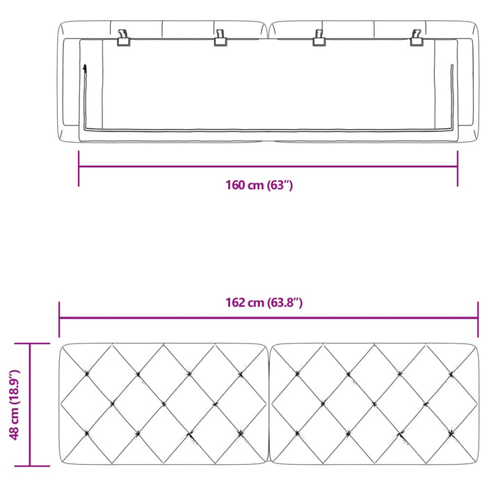 Pernă tăblie de pat, gri închis, 160 cm, catifea - WALTI WALTI