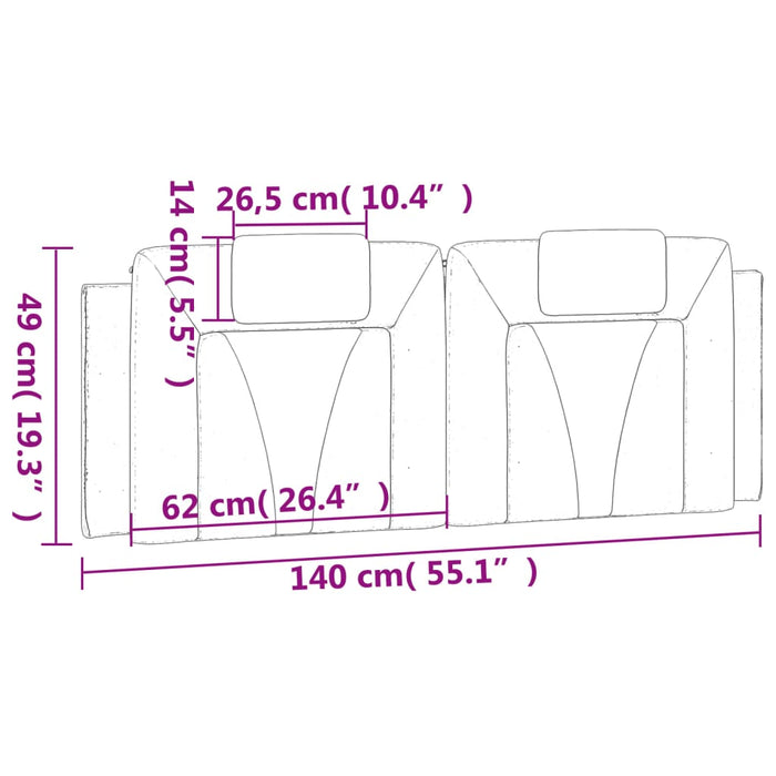 Pernă pentru tăblie pat, Viana, gri, 140 cm, piele artificială WALTI
