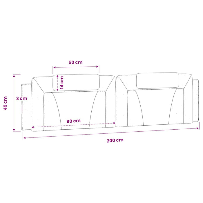 Pernă pentru tăblie, Viana, gri, 200 cm, piele artificială WALTI