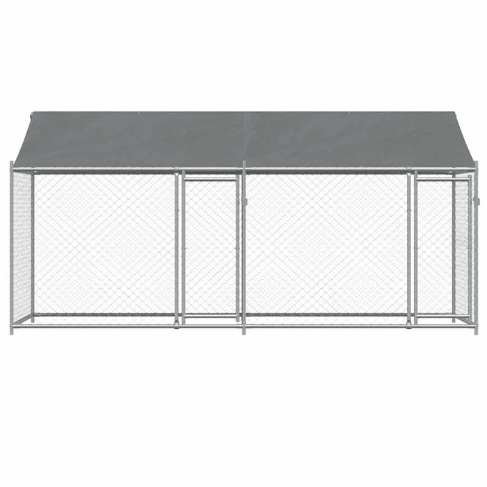 Cușcă câini cu acoperiș și uși, gri, 4x2x2 m, oțel galvanizat - WALTI WALTI