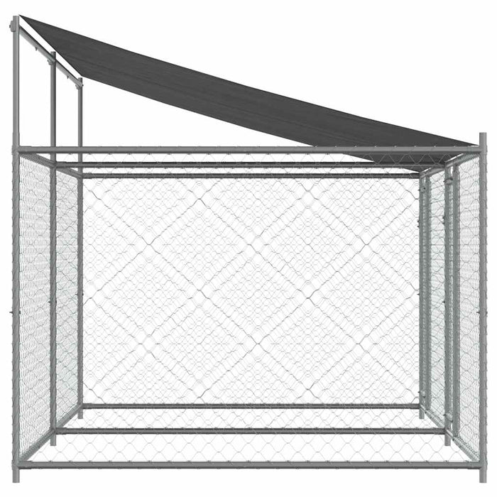 Cușcă câini cu acoperiș și uși, gri, 4x2x2 m, oțel galvanizat - WALTI WALTI