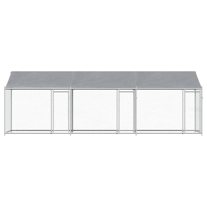 Cușcă câini cu acoperiș și uși, gri, 6x2x2 m, oțel galvanizat - WALTI WALTI
