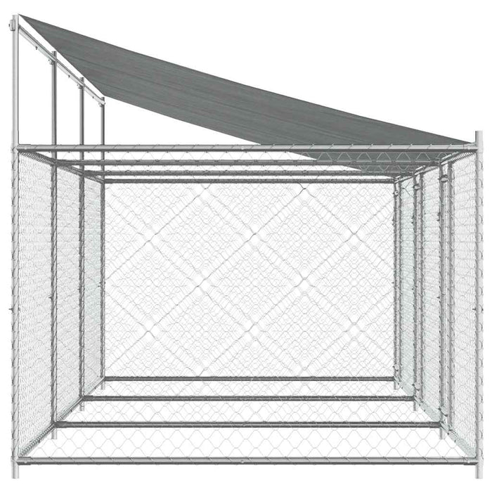Cușcă câini cu acoperiș și uși, gri, 6x2x2 m, oțel galvanizat - WALTI WALTI