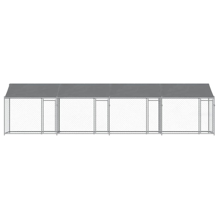 Cușcă câini cu acoperiș și uși, gri, 8x2x2 m, oțel galvanizat - WALTI WALTI