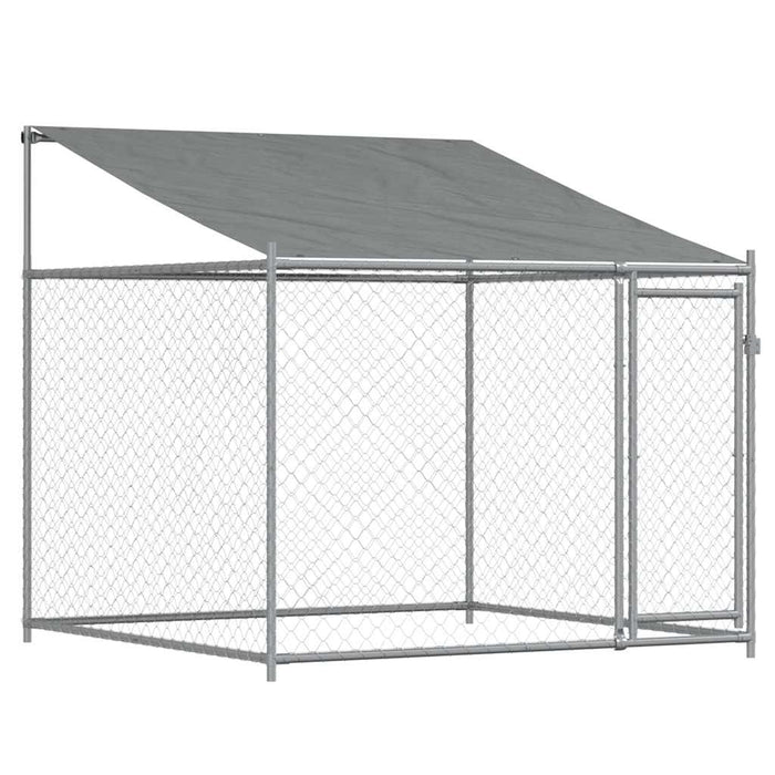 Cușcă câini cu acoperiș și uși, gri, 8x2x2 m, oțel galvanizat - WALTI WALTI
