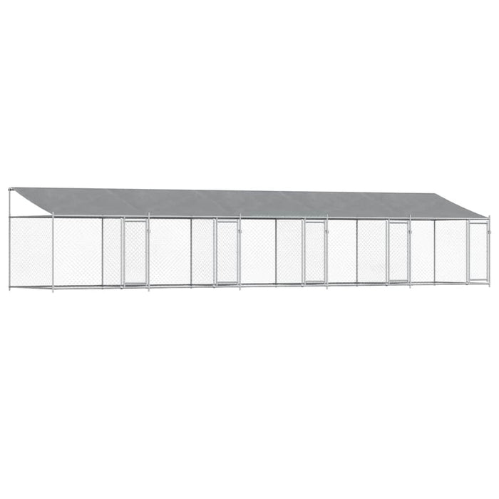 Cușcă câini cu acoperiș și uși, gri, 10x2x2 m, oțel galvanizat - WALTI WALTI