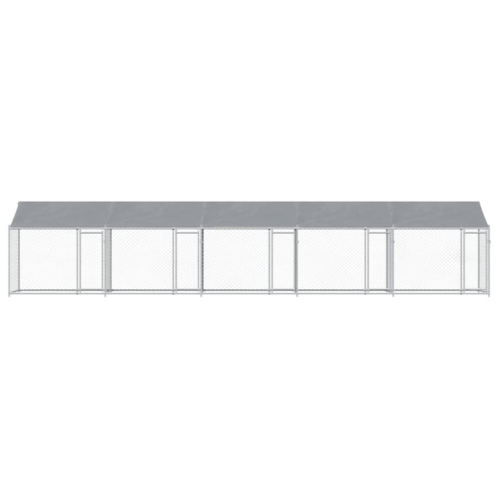 Cușcă câini cu acoperiș și uși, gri, 10x2x2 m, oțel galvanizat - WALTI WALTI
