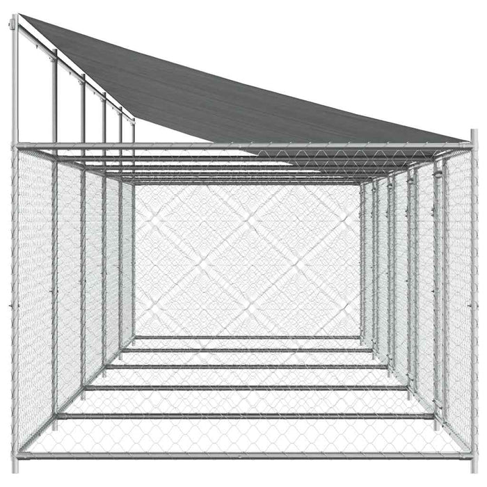 Cușcă câini cu acoperiș și uși, gri, 10x2x2 m, oțel galvanizat - WALTI WALTI