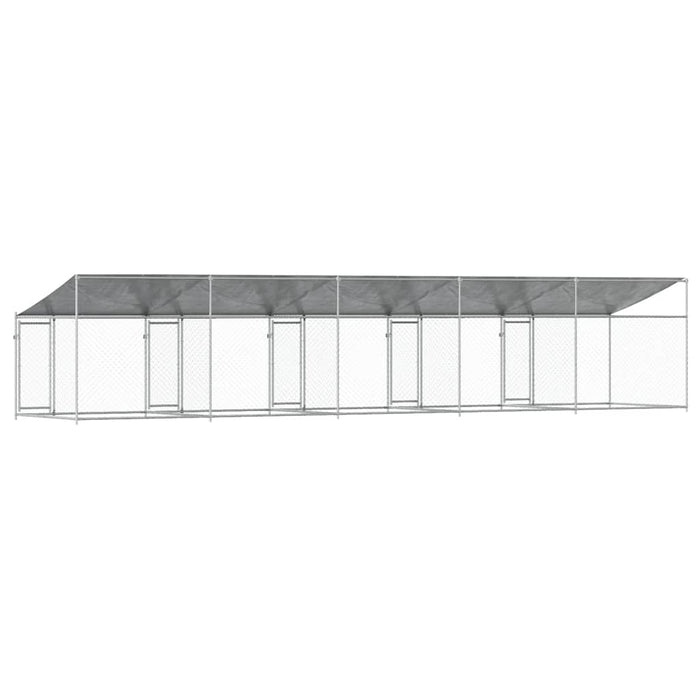 Cușcă câini cu acoperiș și uși, gri, 10x2x2 m, oțel galvanizat - WALTI WALTI