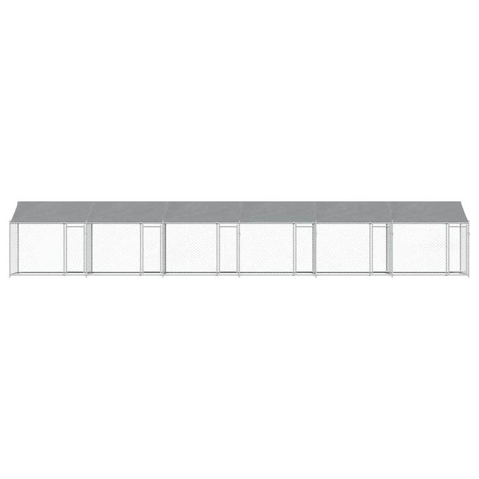 Cușcă câini cu acoperiș și uși, gri, 12x2x2 m, oțel galvanizat - WALTI WALTI