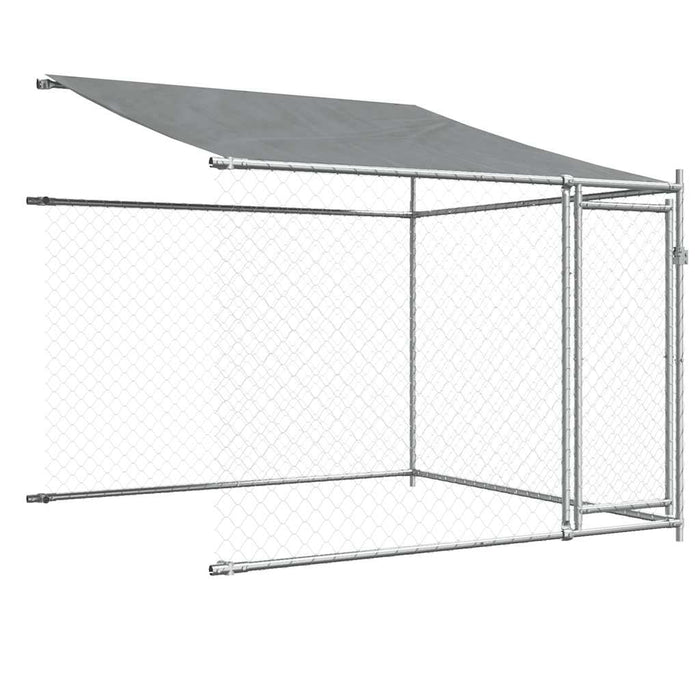 Cușcă câini cu acoperiș și uși, gri, 12x2x2 m, oțel galvanizat - WALTI WALTI