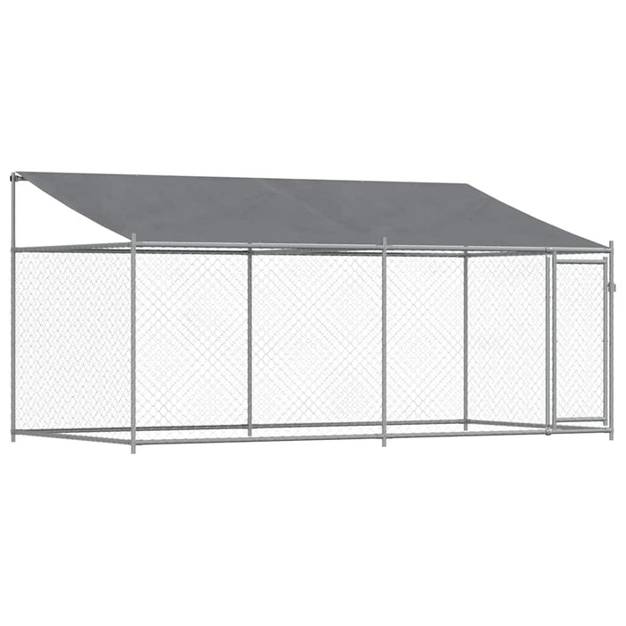 Cușcă câini cu acoperiș și uși, gri, 4x2x2 m, oțel galvanizat - WALTI WALTI