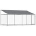 Cușcă câini cu acoperiș și uși, gri, 4x2x2 m, oțel galvanizat - WALTI WALTI